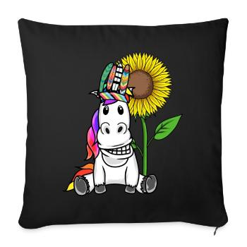 Hippie Cheval Cheval Tournesol Cavalier - Housse de coussin décorative 45 x 45 cm - noir - Devant