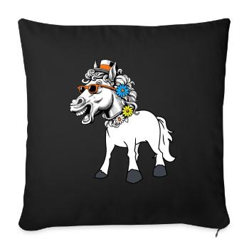 Cheval Diva Star Chevaux Lady Starlet Gaul Cavalier - Housse de coussin décorative 45 x 45 cm - noir - Devant