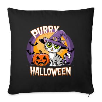 Purry Halloween Cat Witch Pumpkin Purr Sweet - Sofa pillowcase 17,3'' x 17,3'' (45 x 45 cm) - black - Front