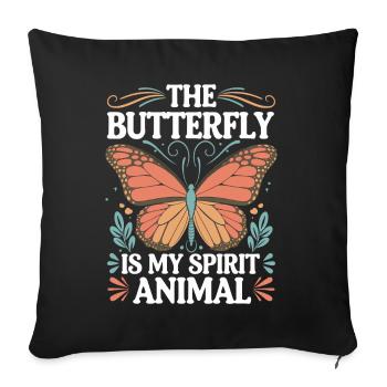 Schmetterling Le papillon est mon animal spirituel - Housse de coussin décorative 45 x 45 cm - noir - Devant