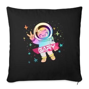 GARY - Beau nom de garçon avec astronaute mignon - Housse de coussin décorative 45 x 45 cm - noir - Devant