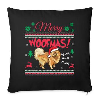 Pomeranian Pomeranian Merry Christmas - Sofa pillowcase 17,3'' x 17,3'' (45 x 45 cm) - black - Front
