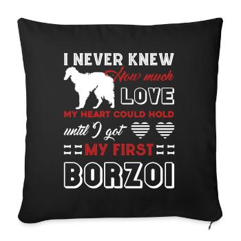 I Love My First Borzoi - Sofa pillowcase 17,3'' x 17,3'' (45 x 45 cm) - black - Front