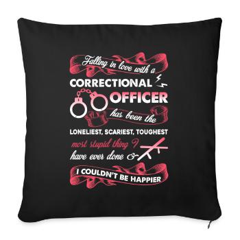Fall In Love With Correctional Officer - Sofa pillowcase 17,3'' x 17,3'' (45 x 45 cm) - black - Front