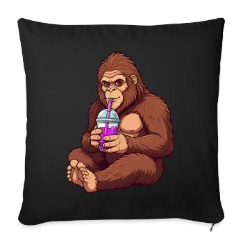 Entspannter Bigfoot Bubble Tea - Sofakissenbezug 45 x 45 cm - Schwarz - Vorne