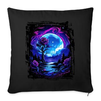 Dreamy moonlight and enchanting rose - Sofa pillowcase 17,3'' x 17,3'' (45 x 45 cm) - black - Front