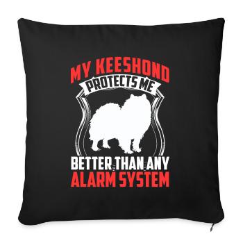 Wolfspitz protects me better Keeshond - Sofa pillowcase 17,3'' x 17,3'' (45 x 45 cm) - black - Front