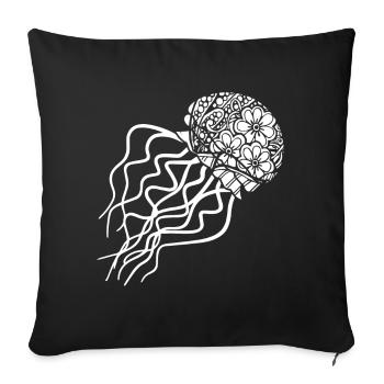Jellyfish Jellyfish Floral Pattern - Sofa pillowcase 17,3'' x 17,3'' (45 x 45 cm) - black - Front