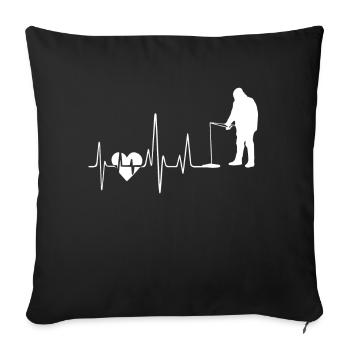 Funny Fishing Heartbeat - Sofa pillowcase 17,3'' x 17,3'' (45 x 45 cm) - black - Front