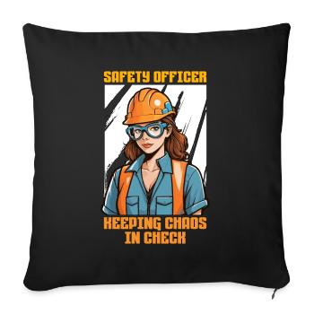 Safety Officer Keeping Chaos In Check Enforcement - Sofa pillowcase 17,3'' x 17,3'' (45 x 45 cm) - black - Front