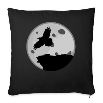Raven with Moon Ravens Crow Crows - Sofakissenbezug 45 x 45 cm - Schwarz - Vorne