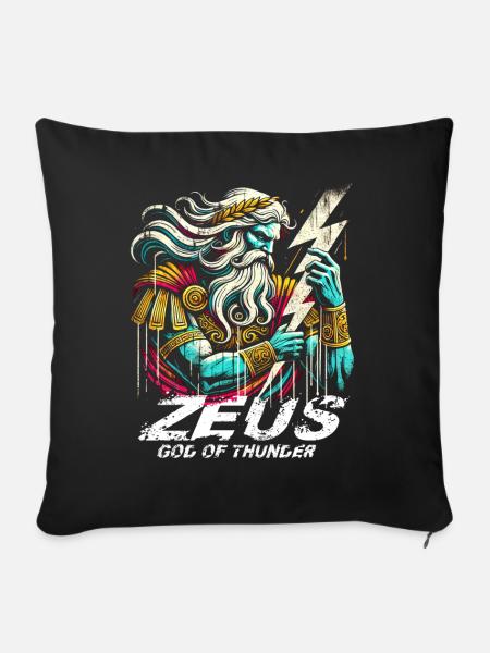 Zeus Griechischer Donnergott - Sofakissenbezug 45 x 45 cm - Schwarz