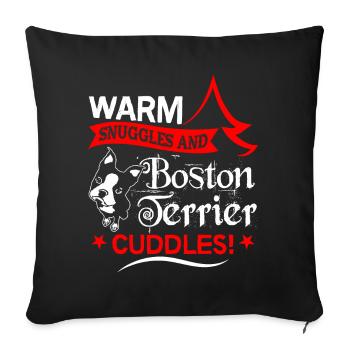 Warm Snuggles And Boston Terrier Cuddles Christmas - Sofa pillowcase 17,3'' x 17,3'' (45 x 45 cm) - black - Front