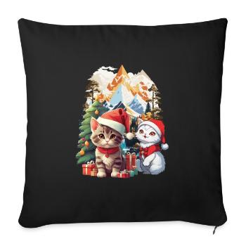 Cats Santa Santa Christmas Presents Child - Sofa pillowcase 17,3'' x 17,3'' (45 x 45 cm) - black - Front