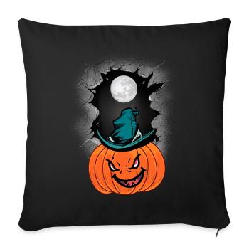 Citrouille Halloween Enfants Enfant Pleine Lune - Housse de coussin décorative 45 x 45 cm - noir - Devant
