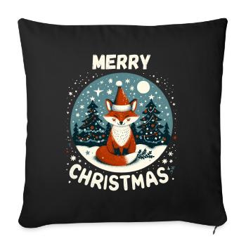 Merry Christmas Fox Christmas Winter Snow - Sofa pillowcase 17,3'' x 17,3'' (45 x 45 cm) - black - Front
