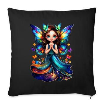 Charming butterfly fairy - Sofa pillowcase 17,3'' x 17,3'' (45 x 45 cm) - black - Front