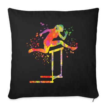 Course de haies Course d’obstacles Courses de haies pour enfants - Housse de coussin décorative 45 x 45 cm - noir - Devant