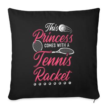 Funny Tennis Player Racket Girl - Sofa pillowcase 17,3'' x 17,3'' (45 x 45 cm) - black - Front