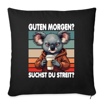 Bonjour? Vous cherchez un combat ? Grognement matinal - Housse de coussin décorative 45 x 45 cm - noir - Devant