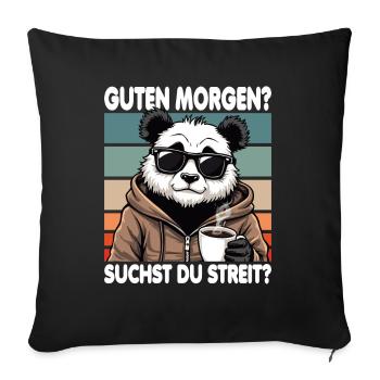 Bonjour? Vous cherchez un combat ? Grognement matinal - Housse de coussin décorative 45 x 45 cm - noir - Devant