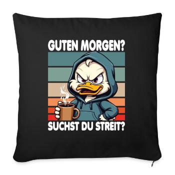 Bonjour? Vous cherchez un combat ? Grognement matinal - Housse de coussin décorative 45 x 45 cm - noir - Devant