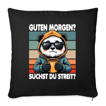 Bonjour? Vous cherchez un combat ? Grognement matinal - Housse de coussin décorative 45 x 45 cm - noir - Devant