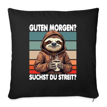 Bonjour? Vous cherchez un combat ? Grognement matinal - Housse de coussin décorative 45 x 45 cm - noir - Devant