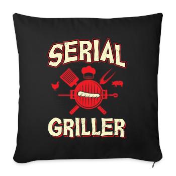 Serial Griller BBQ Enthusiast - Sofa pillowcase 17,3'' x 17,3'' (45 x 45 cm) - black - Front