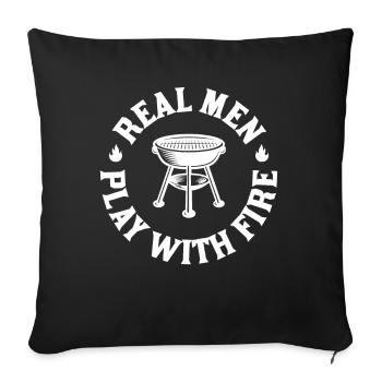 De vrais hommes jouant avec le feu BBQ BBQ disant - Housse de coussin décorative 45 x 45 cm - noir - Devant