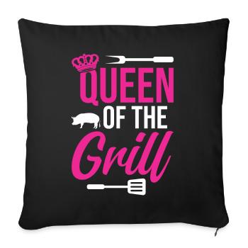 BBQ Königin des Grills - Queen of the Grill - Sofa pillowcase 17,3'' x 17,3'' (45 x 45 cm) - black - Front