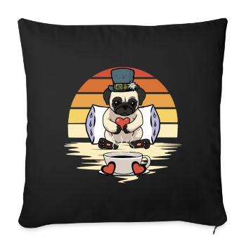 Pug Dog Dogs Good Morning Coffee - Sofa pillowcase 17,3'' x 17,3'' (45 x 45 cm) - black - Front