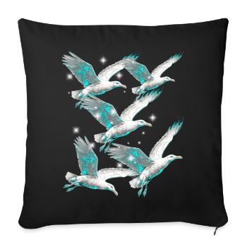 Maritime, Seagulls, Seagulls, Seabirds - Sofa pillowcase 17,3'' x 17,3'' (45 x 45 cm) - black - Front