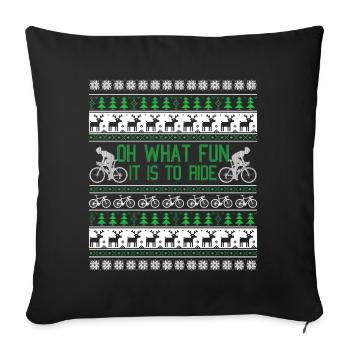 Christmas Cycling Oh What Fun It Is To Ride - Sofa pillowcase 17,3'' x 17,3'' (45 x 45 cm) - black - Front