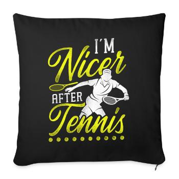 drôle de raquette de joueur de tennis je suis - Housse de coussin décorative 45 x 45 cm - noir - Devant