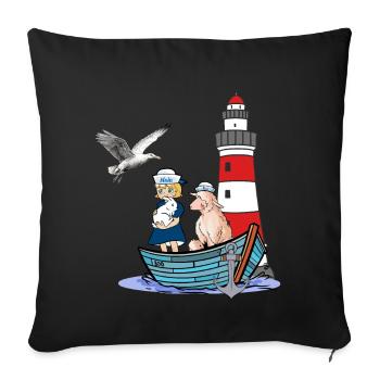 Maritime Sailor Boat Kids Child Sheep Adventure - Sofa pillowcase 17,3'' x 17,3'' (45 x 45 cm) - black - Front