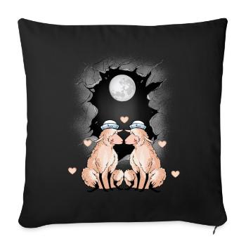 maritime, sheep, sheep, sailors, sailors, full moon - Sofa pillowcase 17,3'' x 17,3'' (45 x 45 cm) - black - Front