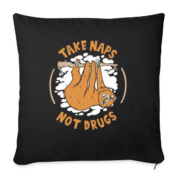 Faire la sieste, pas de drogue Folivora à gorge brune - Housse de coussin décorative 45 x 45 cm - noir - Devant