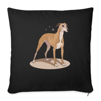 Whippet Cadeaux de lévrier anglais - Housse de coussin décorative 45 x 45 cm - noir - Devant