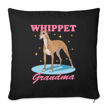 Whippet Granny English Greyhound Cadeau - Housse de coussin décorative 45 x 45 cm - noir - Devant