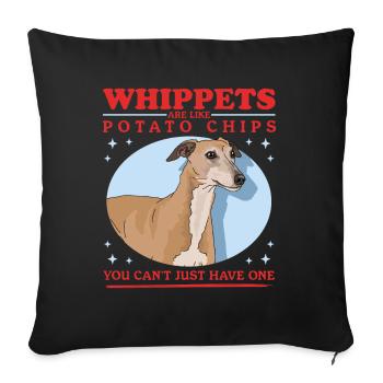 Whippet English Greyhound Gifts - Sofa pillowcase 17,3'' x 17,3'' (45 x 45 cm) - black - Front