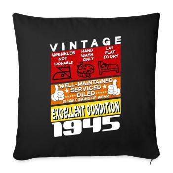 80 ans Millésime 1945 femmes & hommes Anniversaire - Housse de coussin décorative 45 x 45 cm - noir - Devant