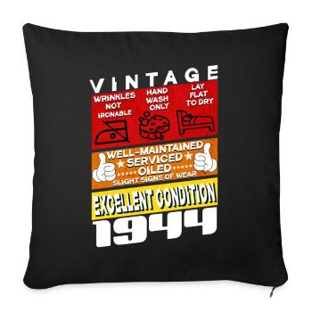 81 ans Millésime 1944 femmes & hommes Anniversaire - Housse de coussin décorative 45 x 45 cm - noir - Devant