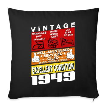 76 ans Millésime 1949 femme & homme Anniversaire - Housse de coussin décorative 45 x 45 cm - noir - Devant