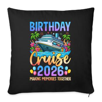 Croisière d’anniversaire 2026 : Se créer des souvenirs ensemble - Housse de coussin décorative 45 x 45 cm - noir - Devant