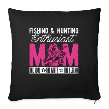 Passionnée de pêche et de chasse, maman aime le plein air - Housse de coussin décorative 45 x 45 cm - noir - Devant