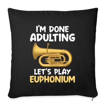 Fini Adulte Jouons de l’instrument euphonium - Housse de coussin décorative 45 x 45 cm - noir - Devant