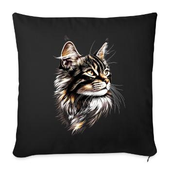 Chat de la forêt norvégienne Chat des forêts norvégiennes - Housse de coussin décorative 45 x 45 cm - noir - Devant