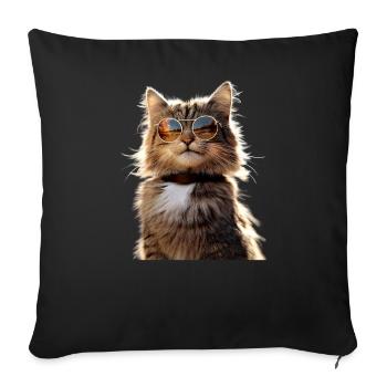 Chat de la forêt norvégienne Chat des forêts norvégiennes - Housse de coussin décorative 45 x 45 cm - noir - Devant
