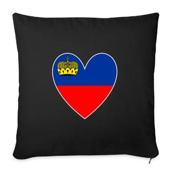Liechtenstein Drapeau Coeur Art Voyage Vacances - Housse de coussin décorative 45 x 45 cm - noir - Devant